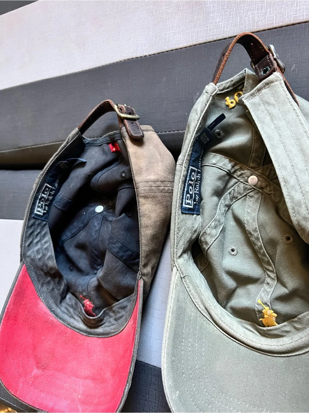 (2) Polo Ralph Lauren Leather Strap Baseball Caps